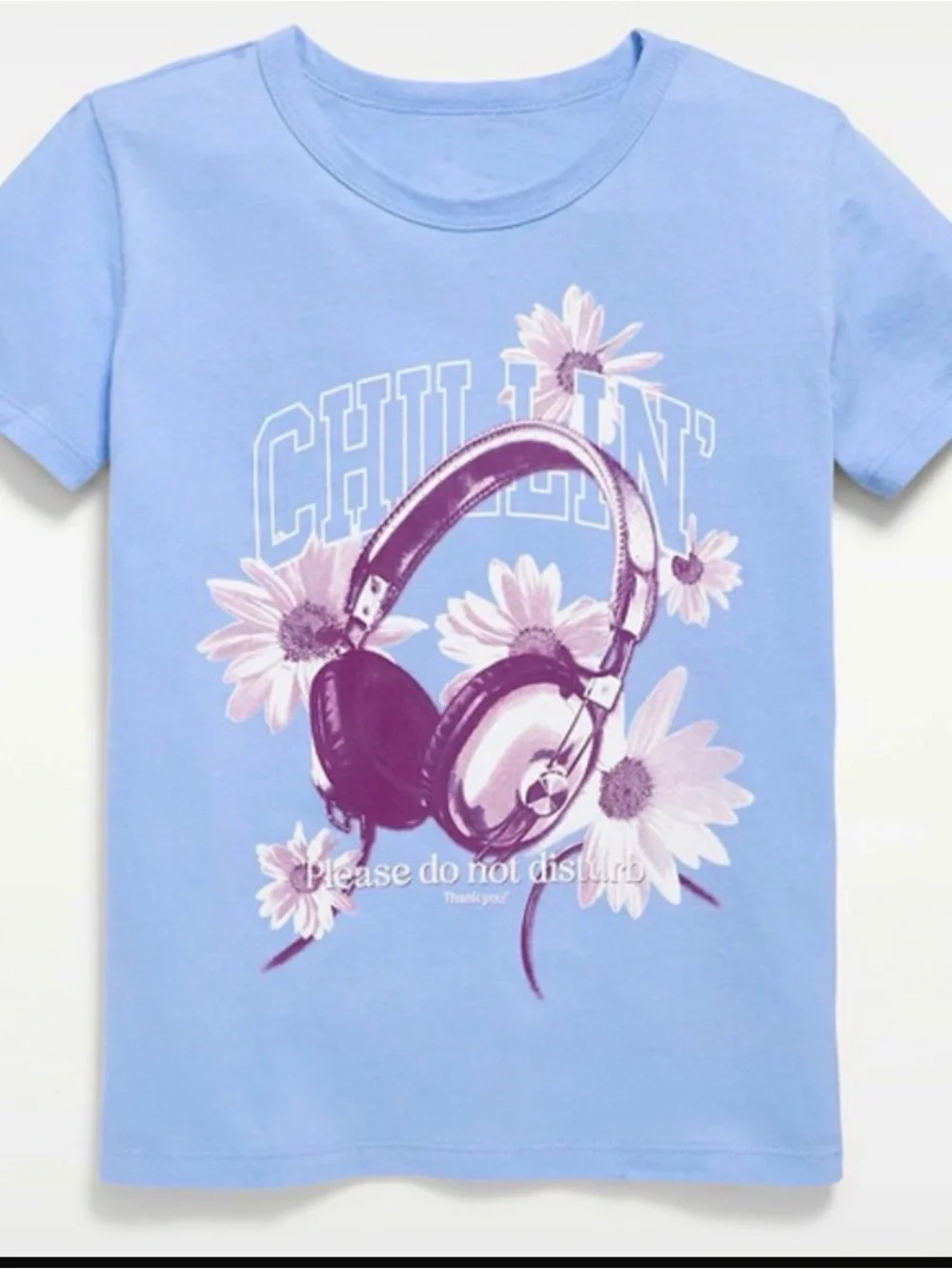 Old Navy Girls' 'Chillin' Headphones' Graphic Tee NWT size 6/7